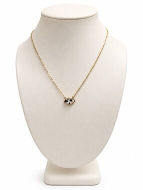 Cow Print Oval Pendant Necklace Gold Tone Rare Exclusive | Plunder Private Label